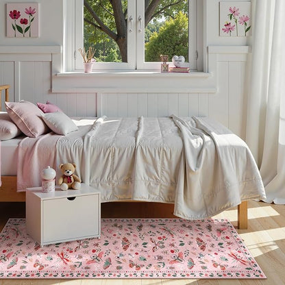 Lahome Insect Washable Runner Rug, 2x6 Kitchen Runners for Hallways 6 Feet Non Slip, Soft Laundry Room Rug Ultra-Thin Long Carpet for Bathroom Bedroom Entryway Vionnet, Pink