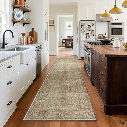 Washable Runners for Hallways Kitchen Rug: 2'x10' Runner Rugs Stain Resistant Non Slip Low Pile Soft Carpet Runners for Hallways Bedroom Kitchen Entryway Indoor Beside Bathroom Laundry Room