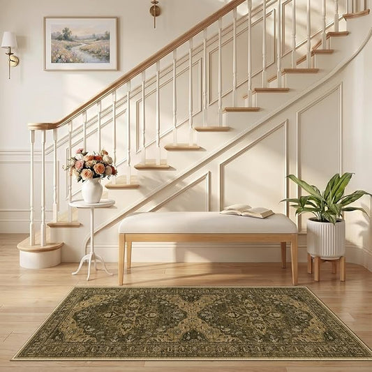 RELEANY Area Rugs 2'6"x5' Runner Rug Non Slip Washable for Kitchen Hallway Bedroom Beside Laundry Room Bathroom Rug, Floor Carpet, Brown Dark Brown