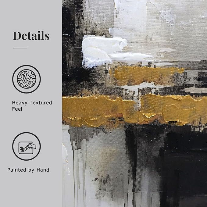Abstract Neutral Wall Art Black and Brown Grunge Framed Mid Century Modern Wabi Sabi Textured Canvas Painting Artwork for Living Room Bedroom Office- 3 Panels, 16x24 Inch, Ready to Hang