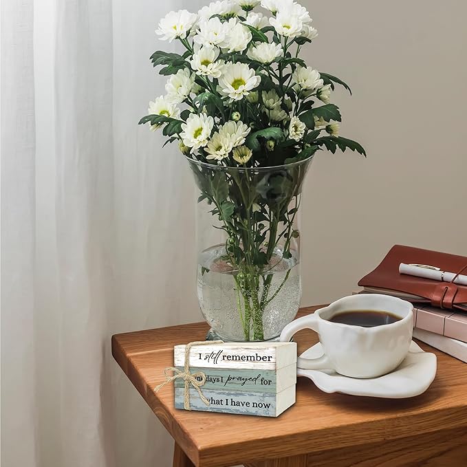 Decorative Books for Home Decor, Wood Book Stack for Table Decor, I Still Remember The Days I Prayed Decoration Books for Living Room Bookshelf Office, Farmhouse Stacked Books Decoration (L83)