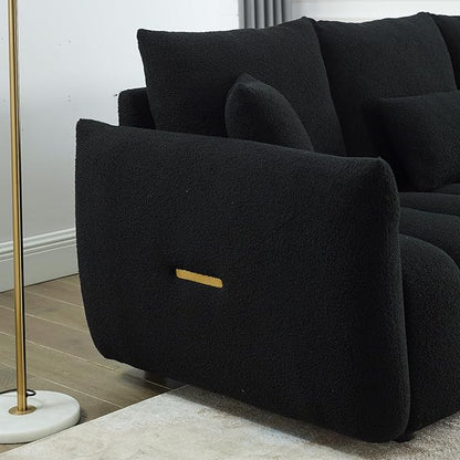 Antetek Teddy Sofa Set for Living Room, 2 Pieces Modern Deep Seat Oversized 3-Seater Cloud Boucle Couch for Bedroom, Office, Apartment, Furniture Set, 78-inch, Black (2 Pieces)