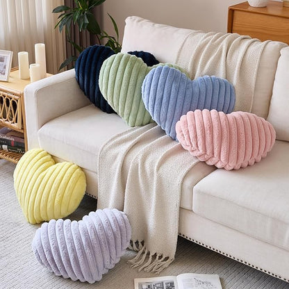 Heart Pillow, Heart Shaped Pillow with Soft Plush for Couch Bed, Decorative Throw Pillows for Bedroom Livingroom, Cozy Heart Pillows Home Decor Pillow Cushion (Grey Pink, Mini 12.9" x 9.8")