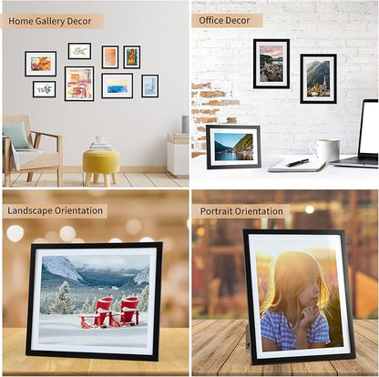 Giftgarden 8x10 Picture Frame with Mat Set of 10, 9x11 Frames Matted to 8” by 10” Photo or 9” x 11” Print without Mat, Multi Gallery Frames for Wall or Tabletop Display