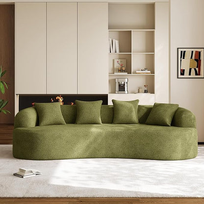Oversized Sectional Sofa for Living Room, Modern Luxury Plush Chenille 4-Seater Extra Deep & Wide Seat Curved Cloud Couch with 4 Throw Pillows, No Assembly Needed, Sage Green
