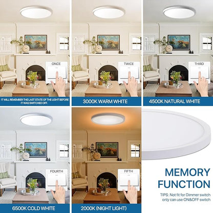 4Pack Dimmable LED Flush Mount Ceiling Light Fixture with Remote Control, 24W 2400LM, 12Inch, 2000K Warm Night Light & 3000K-6500K, Modern Super Slim Ceiling Lamp for Bedroom Kitchen, White
