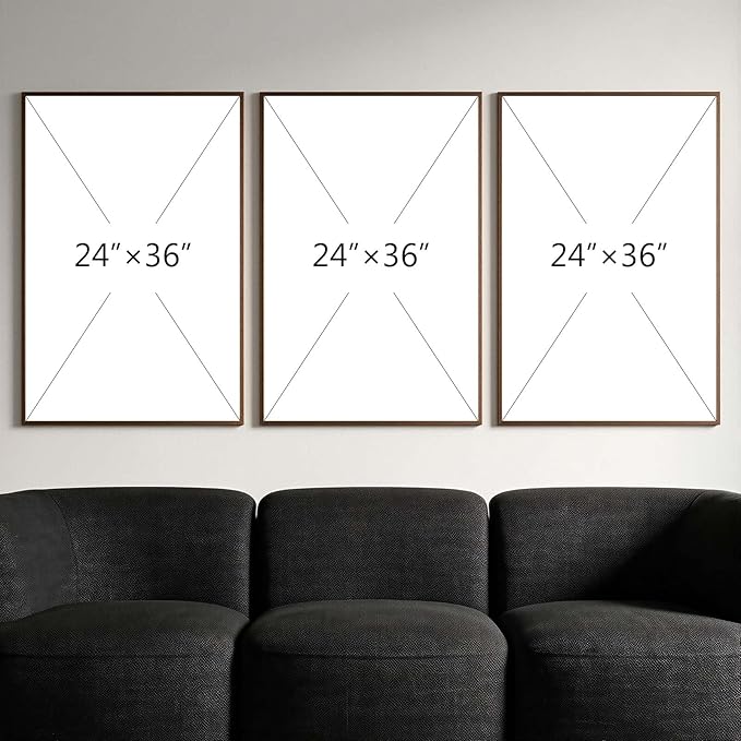 Thalasse 3D Abstract Canvas Wall Art Triptych, Neutral Textured Relief Wall Decor for Living Room, Minimalist Sandstone Sculpted Art Set of 3 with Walnut Wood Frame, 24" x 36" Each Panel