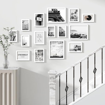 Venusmiles 15 Pack Picture Frames Collage Wall Decor, Gallery Frame Set for Wall Mounting or Tabletop Display, Multi Sizes Including 3pcs 8x10, 6pcs 5x7, 6pcs 4x6, White