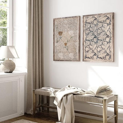 Vintage Botanical Wall Art Prints Set of 2 Antique Sketch Wall Art Decor Neutral Flower Canvas Wall Art Floral Pictures Farmhouse Painting Vintage Floral Artwork for Room Bedroom 16x24 Inch Unframed