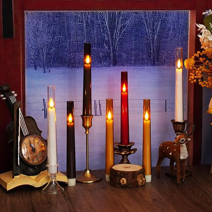 Sasigeiaa Flameless Taper Candles with Remote and Timer - 6 Pack LED Candles, Battery Operated, for Home, Wedding, Party (White)