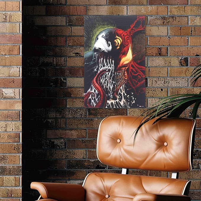 Open Road Brands Marvel Spider-Man Venom and Carnage Wood Wall Decor - Intense Marvel Wall Art for Man Cave or Movie Room