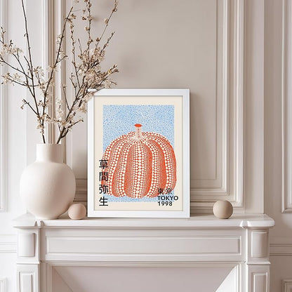 Poster Master Vintage Poster - Pumpkin Forever Print - Tokyo Art - Infinity Dots Art - Chic Gift for Men, Women - Perfect Decor for Living Room, Bedroom, Office, 11x14 White Framed