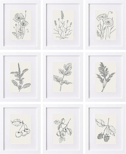 eletecpro 8x10 Picture Frames Set of 9 Classic Gallery Wall Frame Set, Displays 5x7 with Mat or 8x10 No Mat, Picture Frames Collage Wall Decor, White Frames for Home Decor