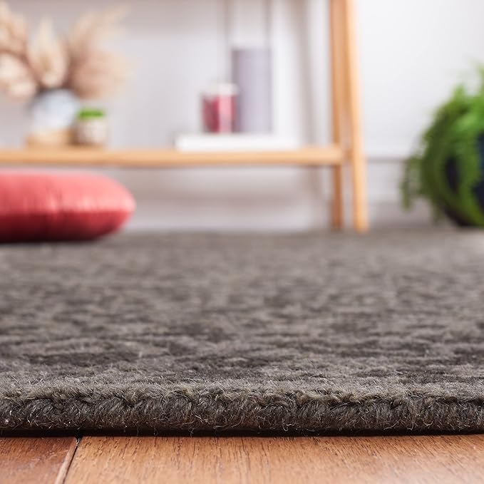 SAFAVIEH Dip Dye Collection Area Rug - 9' Square, Dark Grey, Geometric Design, Ideal for High Traffic Areas in Living Room, Bedroom, Dining (DDY151H)