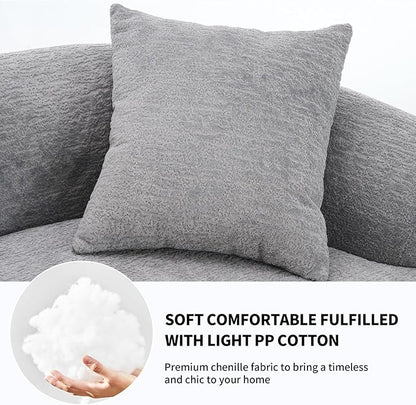 KEIKI Curved Chenille Modular Sectional Couches with Pillows, 4 Seater Oversized Upholstered Luxury Plush Cloud Sofa for Living Room Apartment, Full Compression Sponge,