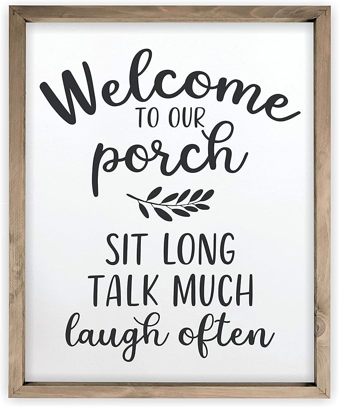 Welcome To Our Porch Framed Rustic Farmhouse Wall Sign 12x15