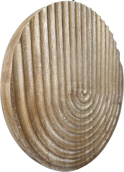 Musanpou Hand-carved Round Art Decor for Home and Living Room Wall Simple Wooden Farmhouse Wall Decor (Natural)