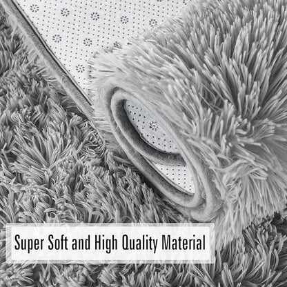 Andecor Soft Fluffy Bedroom Rugs, 8 x 10 Feet Indoor Shaggy Plush Area Rug for Boys Girls Kids Baby College Dorm Living Room Home Decor Floor Carpet, Grey