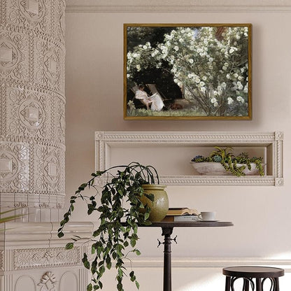 crmotu Vintage Framed Wall Art, Garden Women Canvas Art Prints, Rose Floral Classical Oil Paintings, Green Landscape Rustic Farmhouse Wall Decor Living Room Bedroom Bathroom Aesthetic Pictures 16x24in