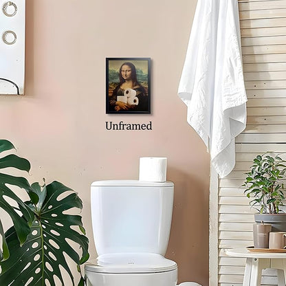 XYHYRA Vintage Mona Lisa Bathroom Wall Art, Funy Abstract Mona Lisa Paper Roll Wall Decor, Humor Amusing restroom Canvas Print Painting for Toilet Bathroom Home Decor 8x10 Inch Unframed