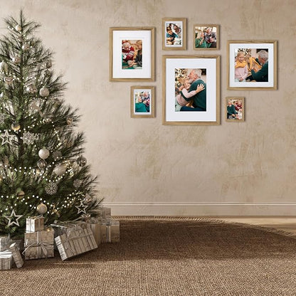 Egofine 8x10 Picture Frames with Plexiglass, Display Pictures 4x6/5x7 with Mat or 8x10 Without Mat Set of 4 for Tabletop and Wall Mounting, Carbonized Brown