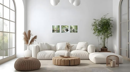 TutuBeer 3 Pcs Zen Wall Art Zen Pictures for Bathroom Spa Still Life Spa Stone Green Bamboo White Orchid on Water Pictures Print on Canvas for Home Office Wall Decor Stretched and Framed 16x16inchx3