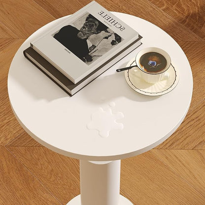 LAATOOREE Small Round Side Tables Set of 2, Drink Tables, Accent Coffee Tables, Pedestal End Tables with Thick Solid Wood Legs for Living Room,Sofa Couch,Small Spaces,Bedroom (2, White)