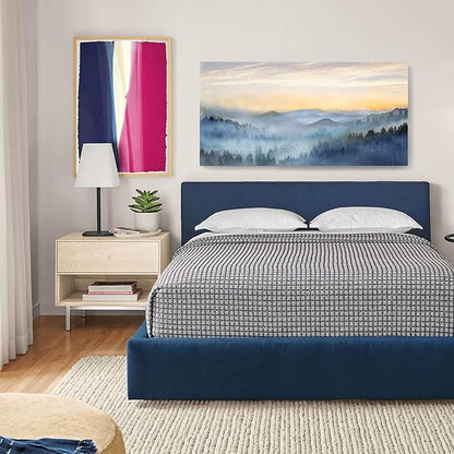Wall Decor for Living Room Sunrise Misty Forest Print Picture Paintings Wall Art for Bedroom Bathroom Framed Large Canvas Artwork Modern Room Wall Decorations Size 60x30 inches Ready to Hang
