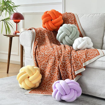 Knot Ball Pillow, Round Decorative Throw Pillows Cushion, 8 Inch Sage Green Soft Plush Knotted Pillows Pillow, Modern Home Throw Knot Decorative Cushion