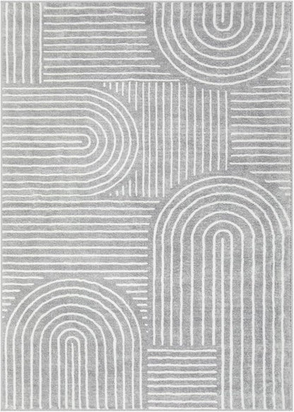 Lahome Abstract Area Rug 5x7,Soft Washable Rugs for Living Room Ultra-Thin Non Slip Gray Rugs for Bedroom, Throw Rug Carpet for Dining Room Office Playroom Darrell (5'x7',Gray)