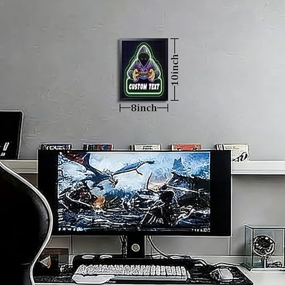 Boys Room Gamer Wall Decor, Cool Video Gamers Wall Art, Neon Hooded Gaming Controller Canvas Print Poster, Anime Gamer Posters for Boys Room Gaming Room Decor Oil Painting 8x10 Inch Framed