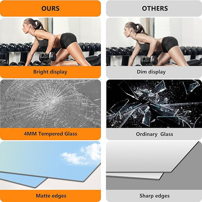 TRAHOME Home Gym Mirror for Wall, 48"x28"x2PCS Full Length Gym Mirror Frameless Wall-Mounted for Garage, Home Gym, Living Room, Bedroom(Silver)