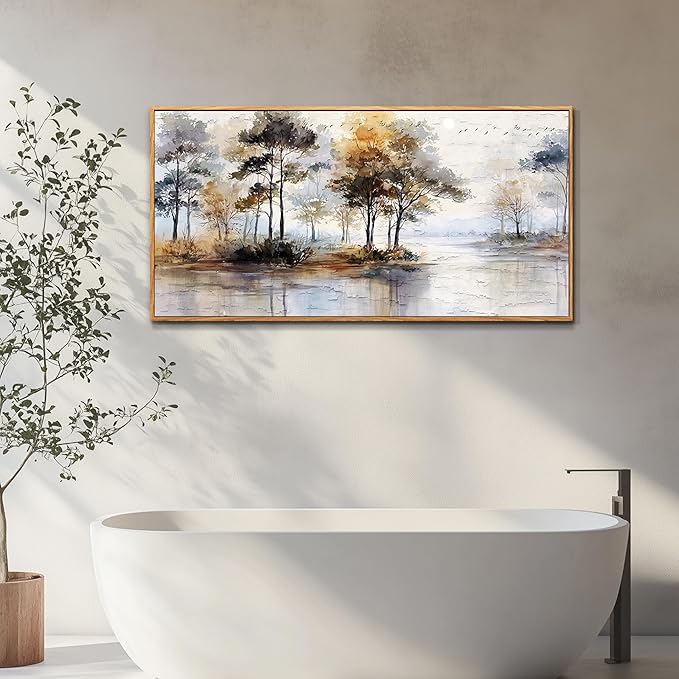Wapluam Landscape Wall Art,Abstract Wall Art Artwork Forest Canvas Wall Art Vintage Trees Pictures Decor Canvas Painting Framed Ready To Hang Living Room Bedroom And Office Wall Decor 20x40 Inch