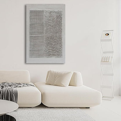 NANKAI Art Hand-Painted White Thick Texture Abstract Art Oil Painting Contemporary Minimalist Art Home Office Corridor Wall Decoration Painting 45x30 inches