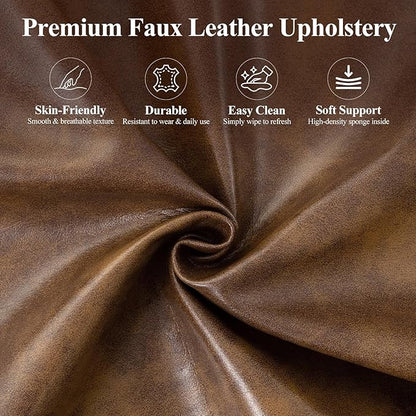 MALOL Modern Mid-Century Faux Leather Accent Chair, Upholstered Armchair with Curved Backrest, Sturdy Metal Base, Living Room, Bedroom & Reading Nook,Brown