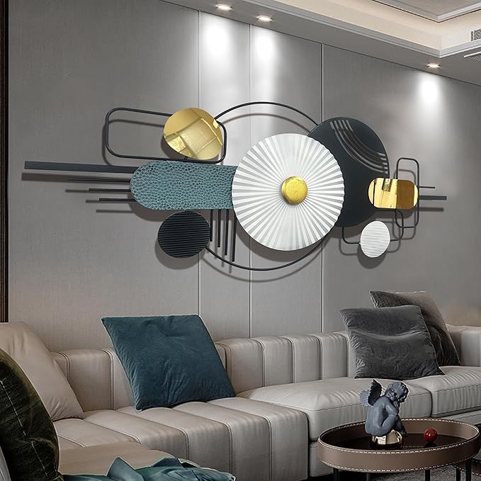 HAVFIFK Modern Metal Wall Art - Black & Gold Abstract Geometric Sculptures for Living Room, Dining Room, Bedroom & Bathroom12