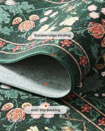 AMADA HOMEFURNISHING Washable Runner Rugs for Hallway, 2x6 Kitchen Rug, Non-Slip & Low-Profile Area Rug, Soft Floral Rug with Durable Edge Binding, Rugs for Entryway Kitchen Bedroom Laundry Bathroom