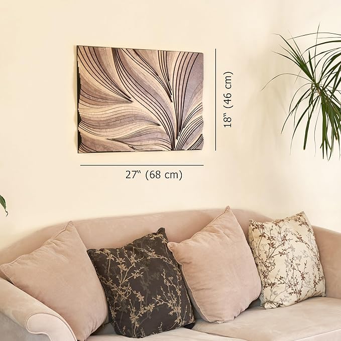 NEODECO Parametric Frameless Wood Wall Art, 3D Acoustic Wall Panel of Parametric Cut & Stained Birch Plywood Layers, Geometric Wall Hanging, Abstract Wood Wall Decor (Medium)