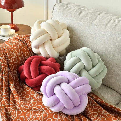 Knot Ball Pillow, Round Decorative Throw Pillows Cushion, 11 Inch Lilac Soft Plush Knotted Pillows Pillow, Modern Home Throw Knot Decorative Cushion