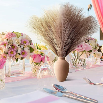 Pampas Grass Decor, Fluffy Faux Pampas Grass 6 Stem 18"/45cm Pompous Grass Small Flower Arrangement and Vase Filler for Boho Home Wedding Decoration