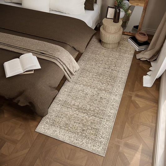 Machine Washable Kitchen Runner Rugs: 2'x 6' Hallway Rug Stain Resistant Non Slip Low Pile Soft Carpet Runners for Hallways Indoor Entryway Kitchen Laundry Room Bedroom Bathroom Farmhouse