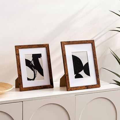 eletecpro 8x10 Picture Frames Set of 10, Picture Frame Collage Wall Decor Display 5x7 Photo with Mat or 8x10 without Mat, Home Decor Gallery Frame for Table Top or Wall Mounting, Brown