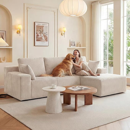 GRUSIGN Cloud Sectional Boneless Couches for Living Room, Modular L Shaped Couch with Deep Seat Oversized Right Facing Chaise, Memory Foam Compressed Spineless 3 Seater Sofa for Apartment, Taupe | No Assembly Required, Deep Seat, Cat-Claw Resistant, Hi...