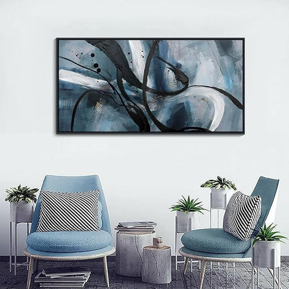 YDYSUNE Abstract Wall Art - Black and White Large Canvas Wall Decor Graffiti Modem Minimalist Art Decoration for Living Room Bedroom Office Painting Framed Pictures Artwork Size 24×48Inch