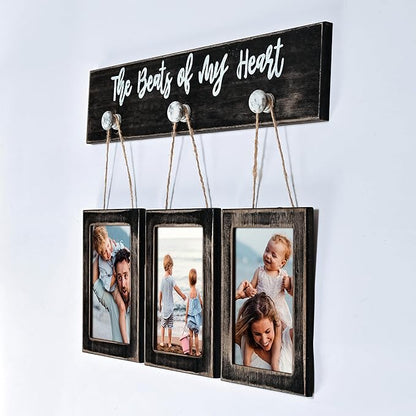 4X6 Picture Frames Collage for Wall Farmhouse Rustic Black Photo Frame with HD plexiglass Hanging Black Picture Frame Wall Decor for Living Room, Set of 3