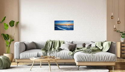 TutuBeer 1 Panel Beach Pictures Wall Art Beach Canvas Wall Art Blue Ocean at Sunrise Picture Print on Canvas Sea Artwork for Walls Seascape Pictures for Home Decor Ready to Hang 8x16inch