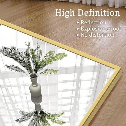 GlasFlength Full Length Mirror with Stand, 64"x21" Full Body Mirror with Aluminum Alloy Frame, Wall-Mounted/Leaning Against Wall/Standing Floor Mirror for Bedroom, Living Room, and Entryway