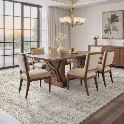 EIEIHOUSE Washable Area Rugs for Living Room -6x9 Neutral Vintage Distressed Floral Farmhouse Boho Large Soft Floor Rug Indoor Non Slip Carpet for Living Room Bedroom Dining Room Office-Beige