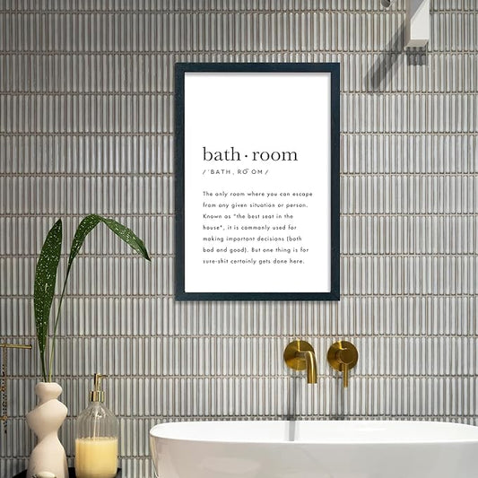 YWMZYKJGS Bathroom Quotes Wall Decor 16"×11" for Toile Restroom Rules Sign Funny black and white Restroom Quotes Modren Bathroom Wall Hanging Art (Black)