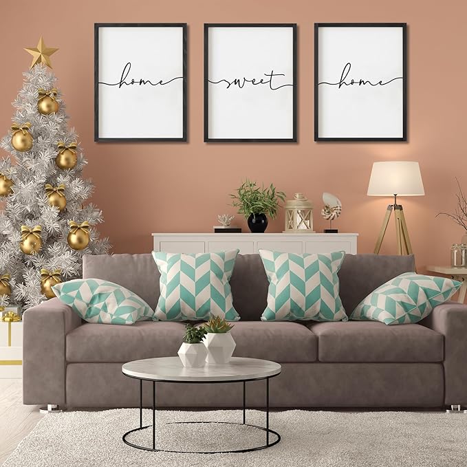 Heiple Set of 3 Framed Farmhouse Home Sweet Home Sign Above Bed Wall Decor for Bedroom Decor Wall Art Wood Signs